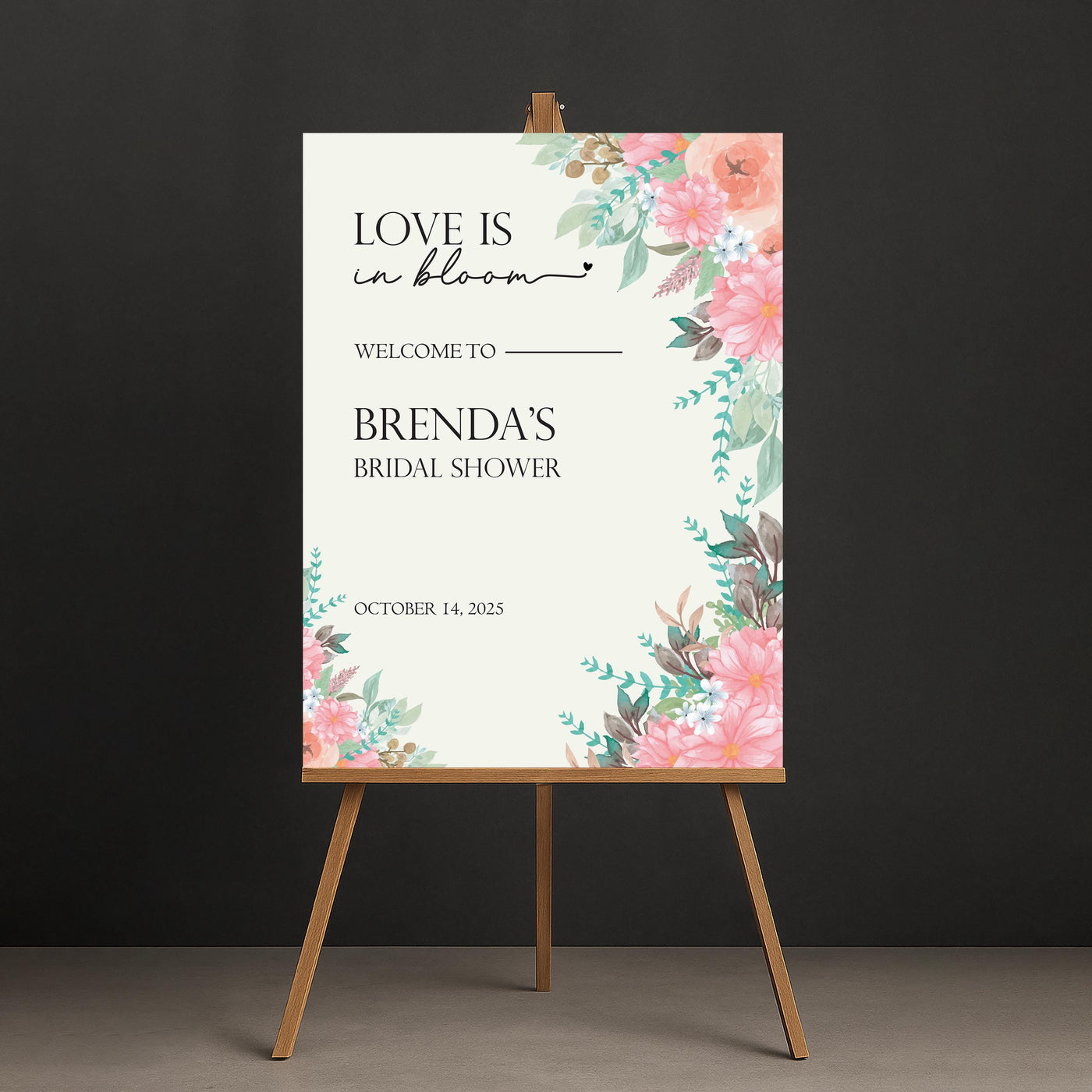 Love is In Bloom Bridal Shower Welcome Sign, Floral Bridal Party Decor
