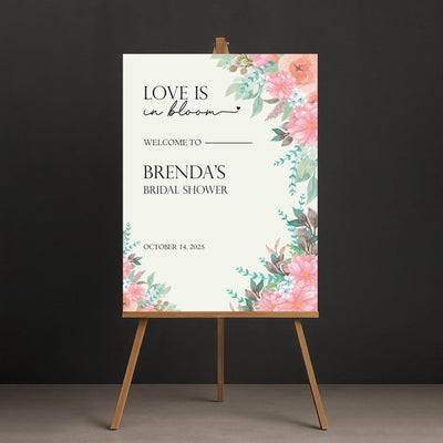 Love is In Bloom Bridal Shower Welcome Sign, Floral Bridal Party Decor