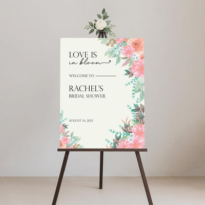 Love is In Bloom Bridal Shower Welcome Sign, Floral Bridal Party Decor