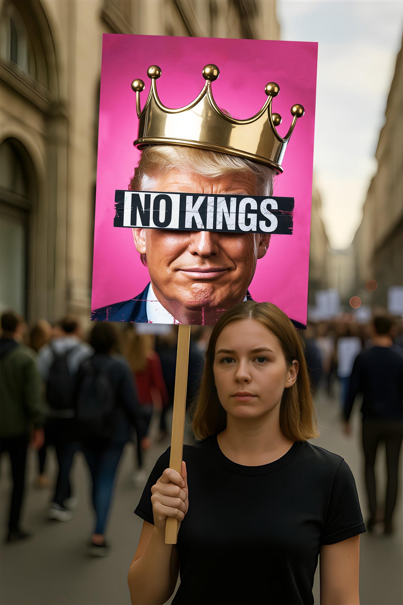 No Kings In America Protest Sign, Anti-Trump Resistance, Political Activist Poster