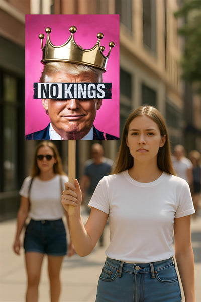 No Kings In America Protest Sign, Anti-Trump Resistance, Political Activist Poster