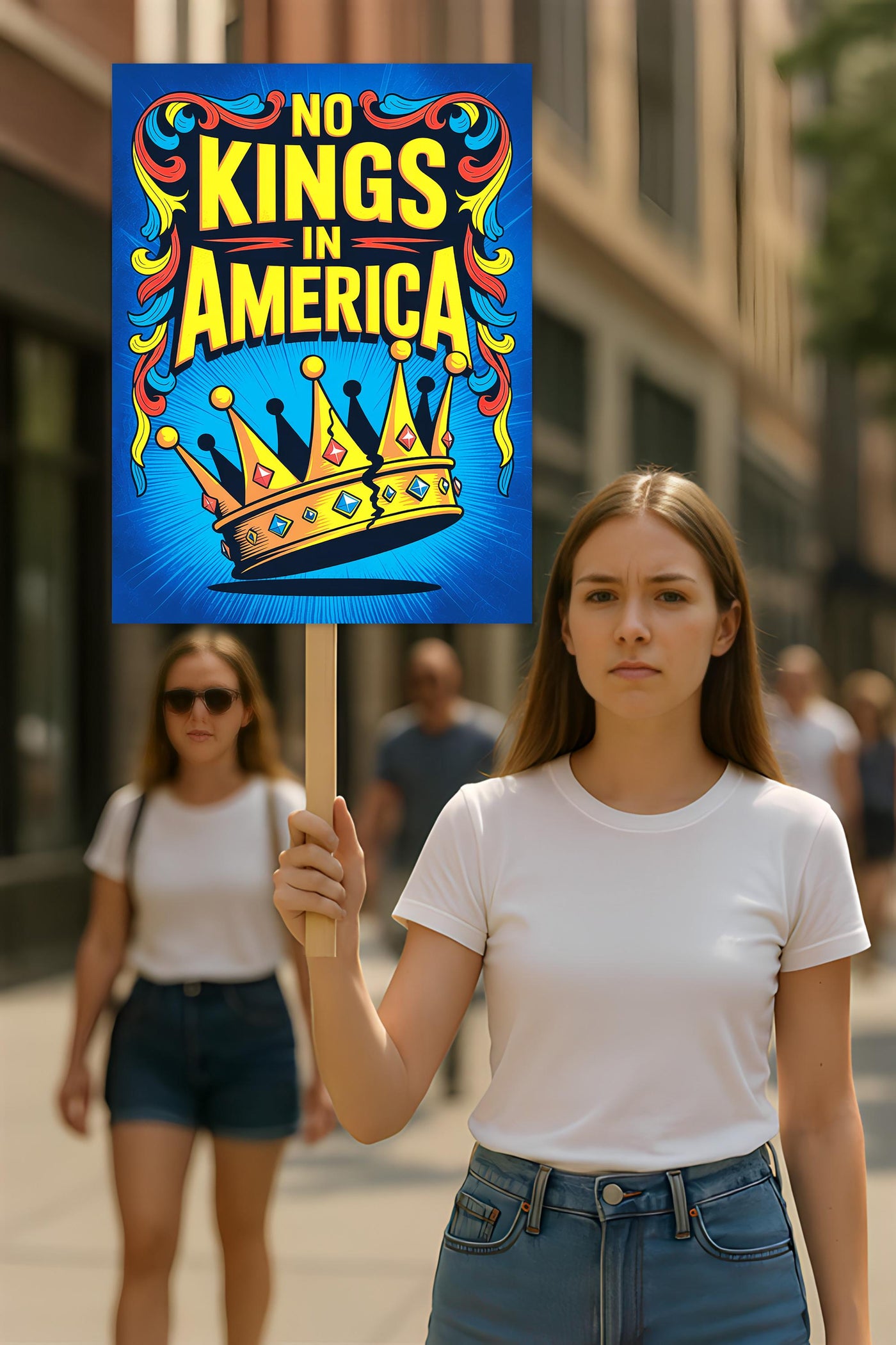 No Kings In America Protest Sign, Anti-Trump Resistance, Political Activist Poster
