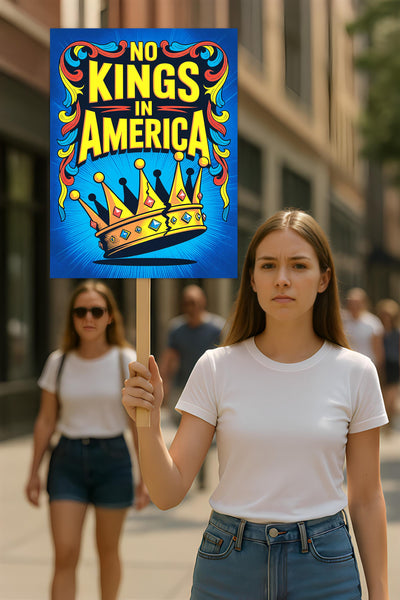 No Kings In America Protest Sign, Anti-Trump Resistance, Political Activist Poster