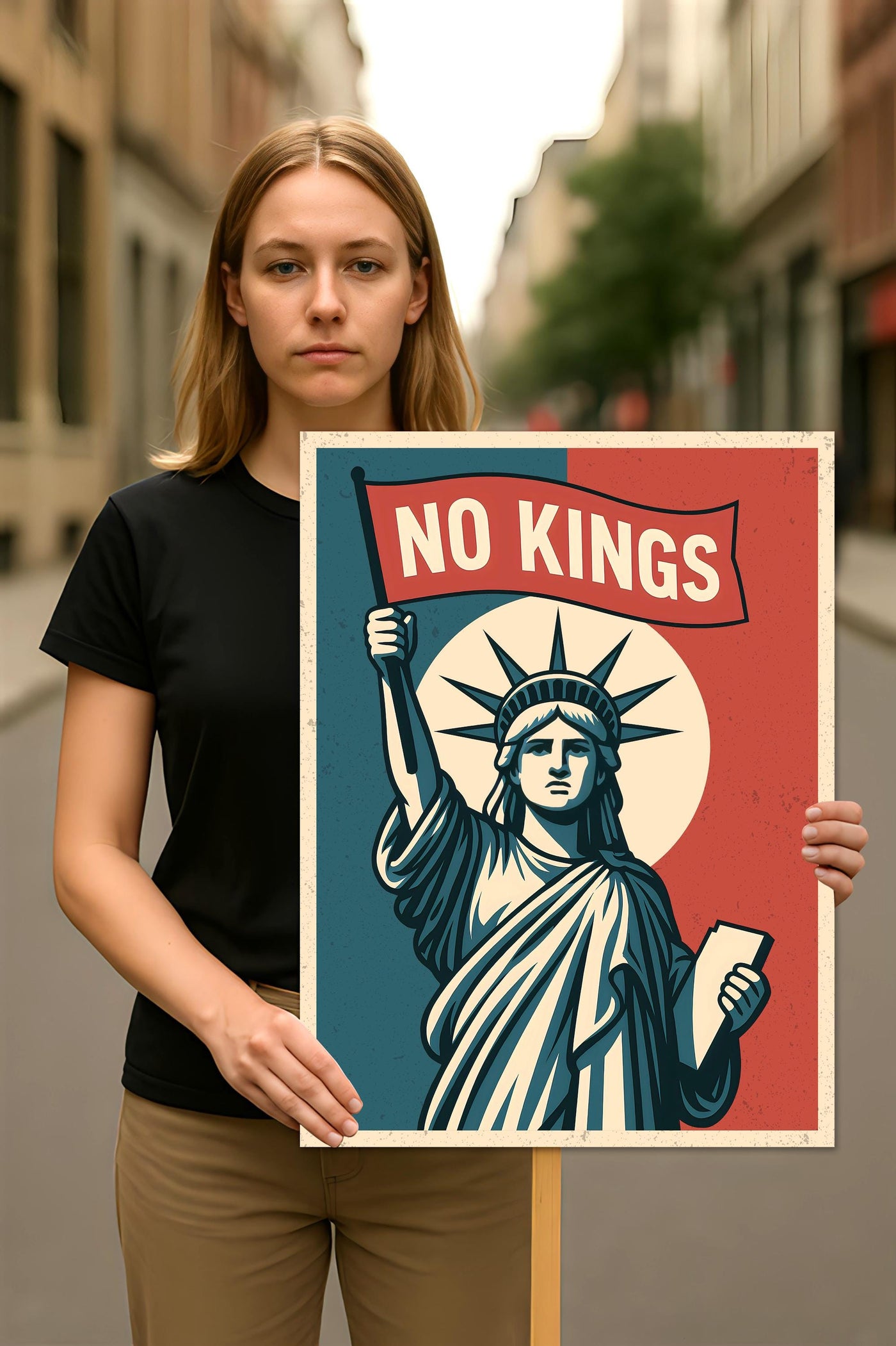 No Kings In America Protest Sign, Anti-Trump Resistance
