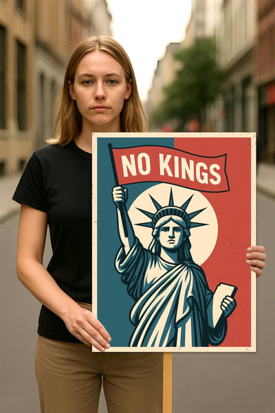 No Kings In America Protest Sign, Anti-Trump Resistance