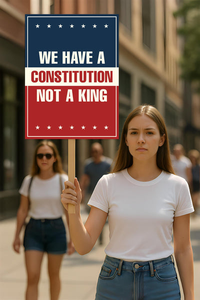 No Kings In America Protest Sign, Anti-Trump Resistance