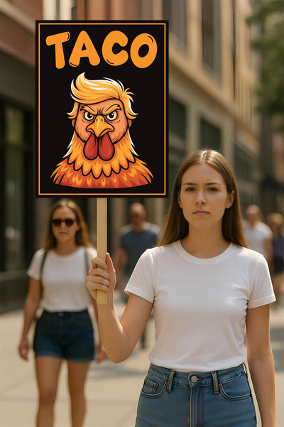 Taco - Trump Always Chickens Out Protest Sign, Anti-Trump Resistance, Funny Political Activist Poster