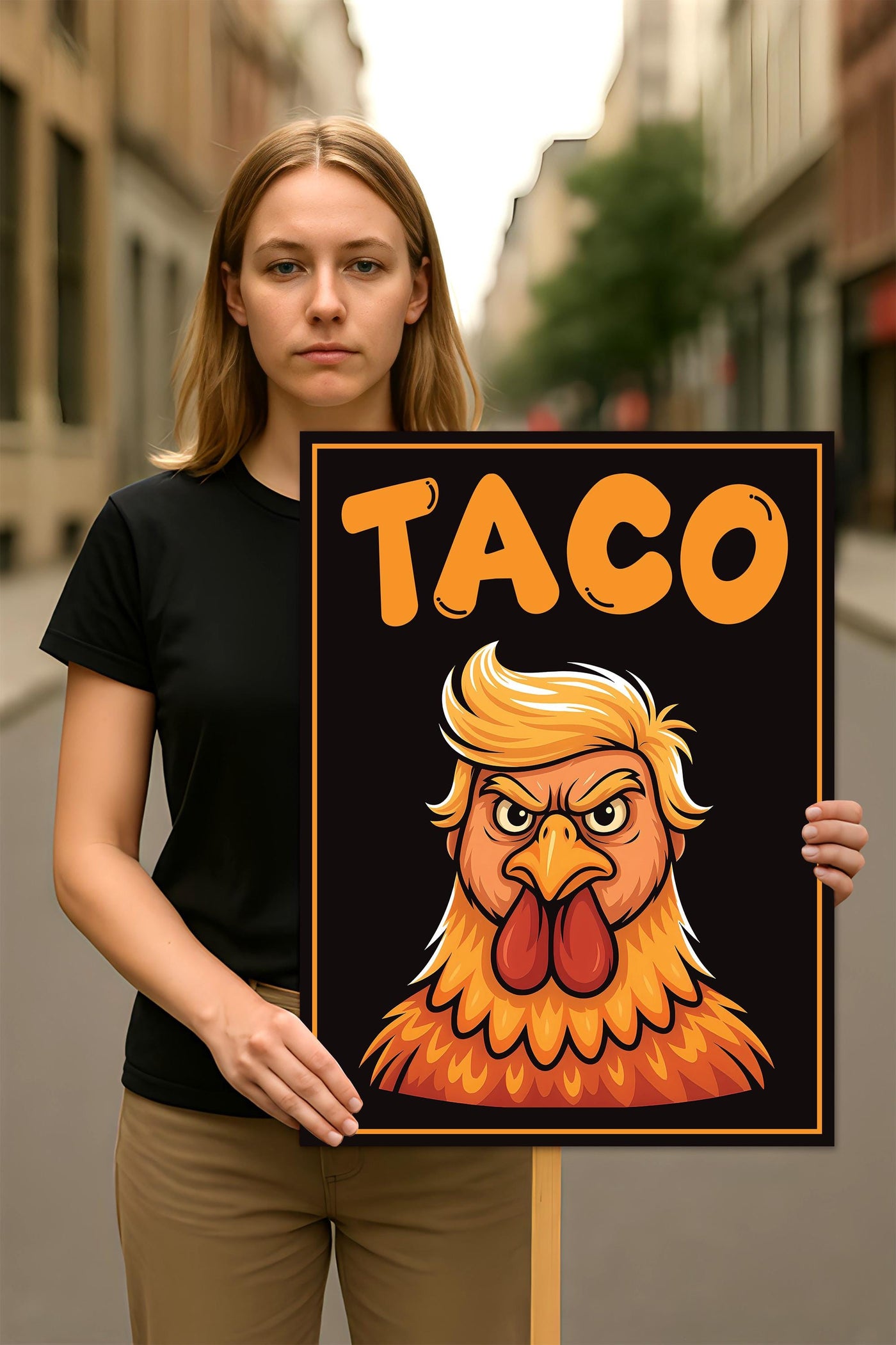 Taco - Trump Always Chickens Out Protest Sign, Anti-Trump Resistance, Funny Political Activist Poster