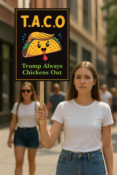 Taco - Trump Always Chickens Out Protest Sign, Anti-Trump Resistance, Funny Political Activist Poster
