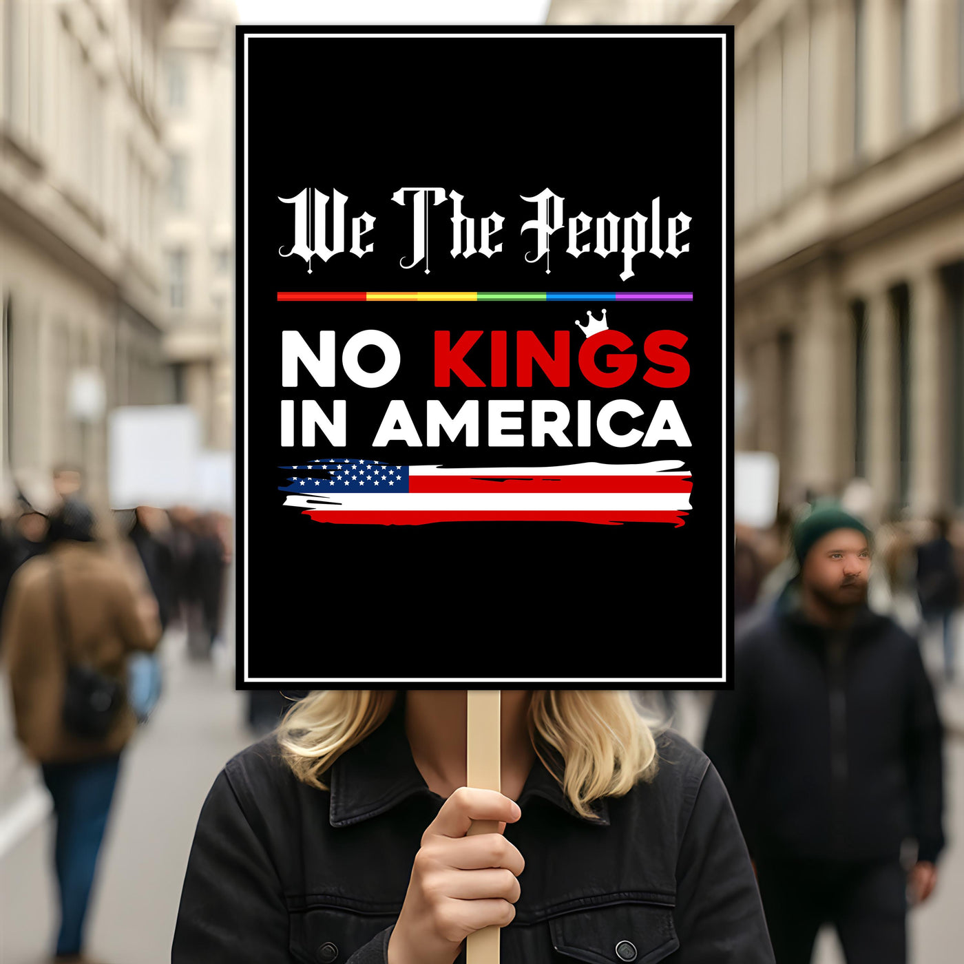 We The People, No Kings in America Protest Sign, Anti-Trump Resistance