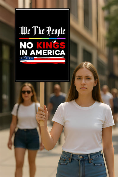 We The People, No Kings in America Protest Sign, Anti-Trump Resistance