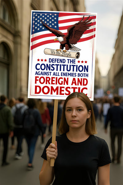 No Kings In America Protest Sign, Anti-Trump Resistance