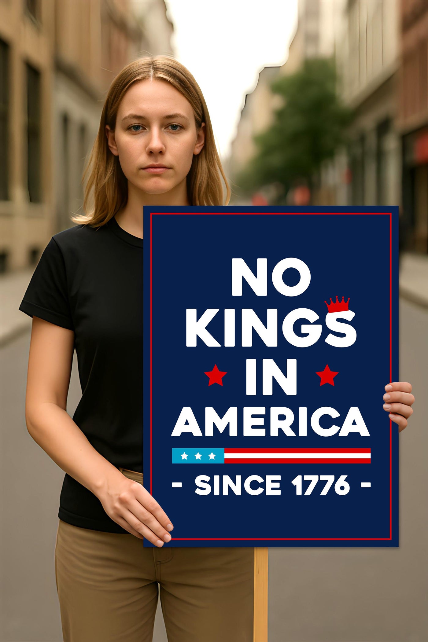 No Kings In America Protest Sign, Anti-Trump Resistance