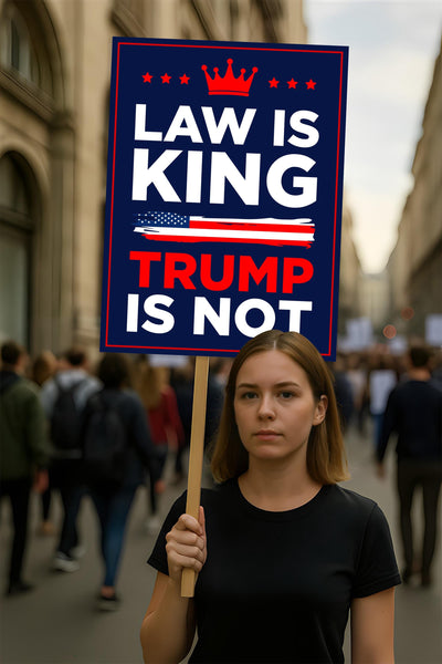 No Kings In America Protest Sign, Anti-Trump Resistance