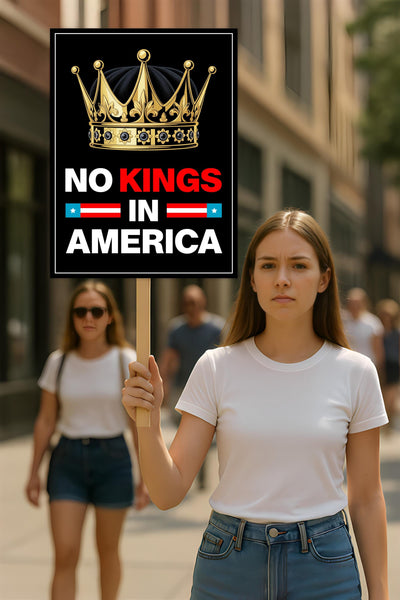 No Kings In America Protest Sign, Anti-Trump Resistance