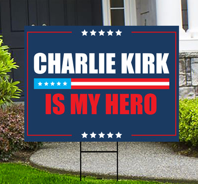 Justice for Charlie Yard Sign, A True Patriot Charlie Kirk Sign, Charlie Kirk Is My Hero Sign, Charlie Kirk Freedom Sign with Metal H-Stake